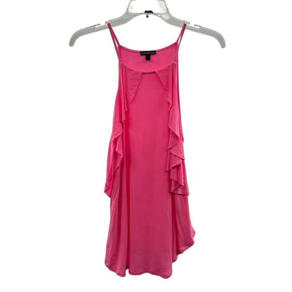 Express Women's Sleeveless Ruffle Top Hot Pink Size Small - Picture 1 of 9